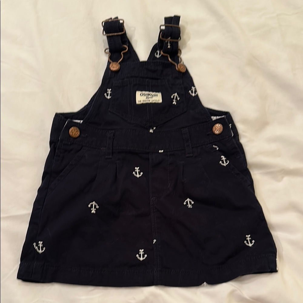 OshKosh B'gosh Blue and White Nautical Overall dress
